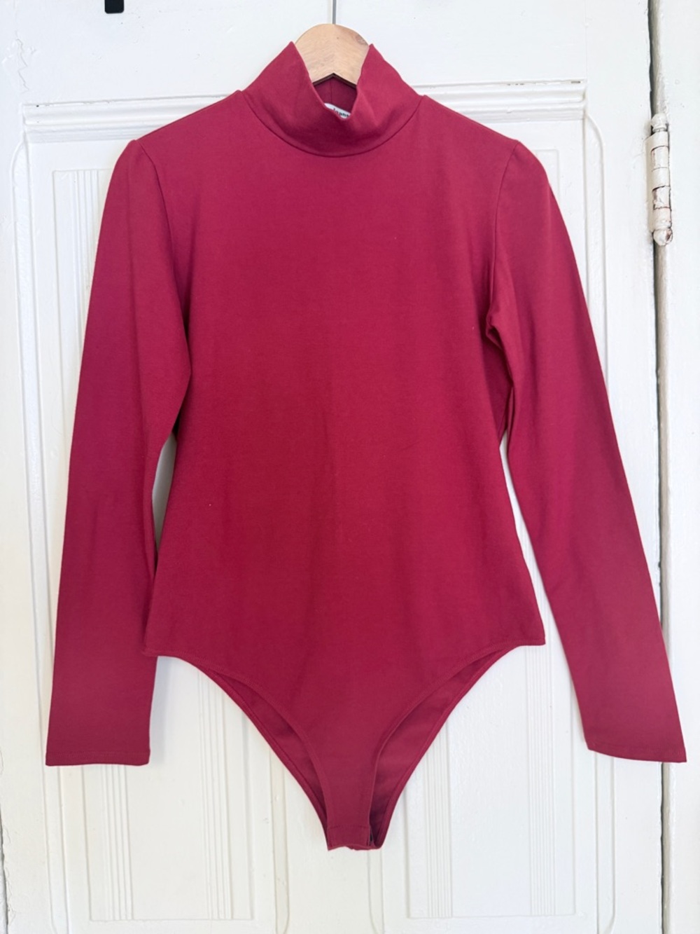 Reformation Red Turtleneck One-Piece Bodysuit Size: Large